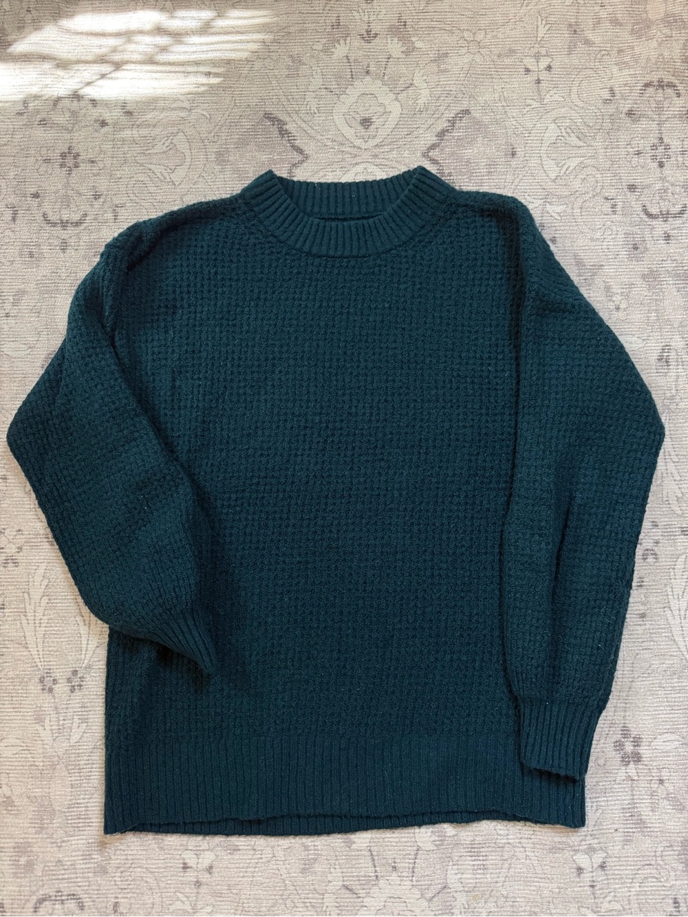 Crewneck Textured Knit Sweater - Dark Teal